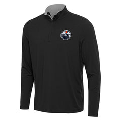 Edmonton Oilers Antigua Content Quarter-Zip Pullover Top - Black/Gray - NHL 202236956