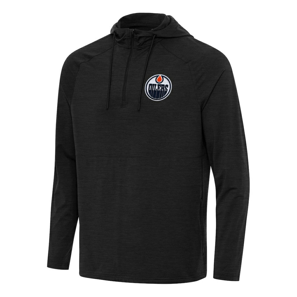Edmonton Oilers Antigua Spikes Quarter-Zip Hoodie - Heather Black - NHL 202237060