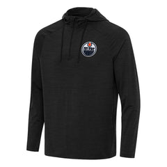 Edmonton Oilers Antigua Spikes Quarter-Zip Hoodie - Heather Black - NHL 202237060