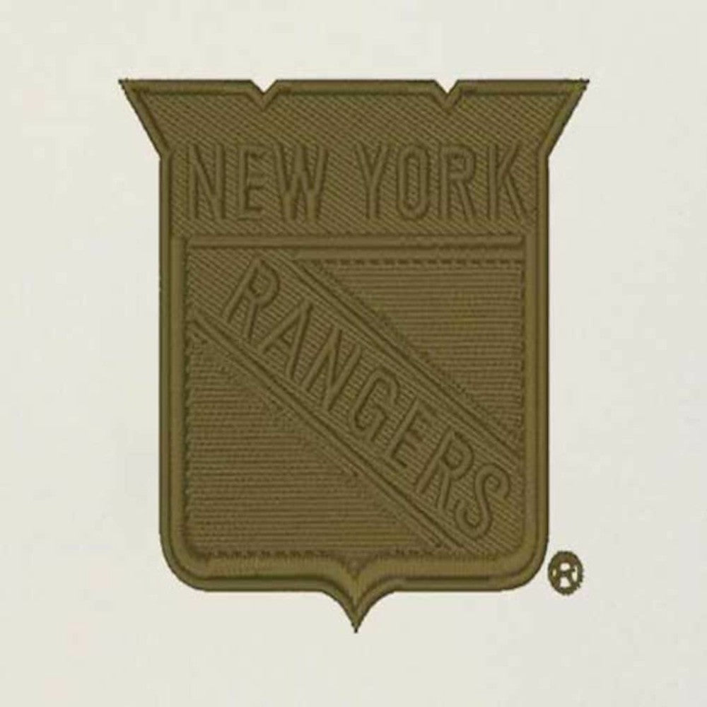 New York Rangers Antigua Intrepid Sand Raglan Long Sleeve Hoodie T-Shirt - Cream/Olive - NHL 202253450