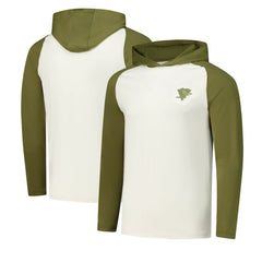 Pittsburgh Penguins Antigua Intrepid Sand Raglan Long Sleeve Hoodie T-Shirt - Cream/Olive - NHL 202253452