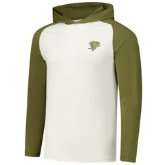 Pittsburgh Penguins Antigua Intrepid Sand Raglan Long Sleeve Hoodie T-Shirt - Cream/Olive - NHL 202253452