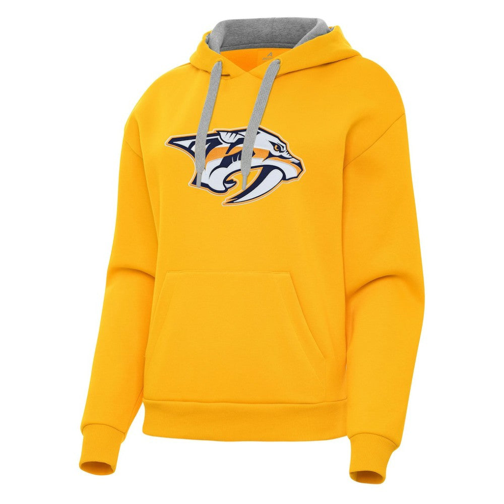 Nashville Predators Antigua Women's Victory Pullover Hoodie - Gold - NHL 202253476