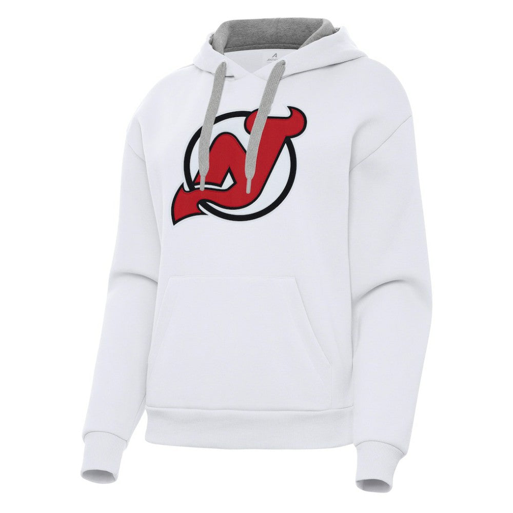 New Jersey Devils Antigua Women's Victory Pullover Hoodie - White - NHL 202253478