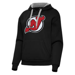 New Jersey Devils Antigua Women's Victory Pullover Hoodie - Black - NHL 202253479