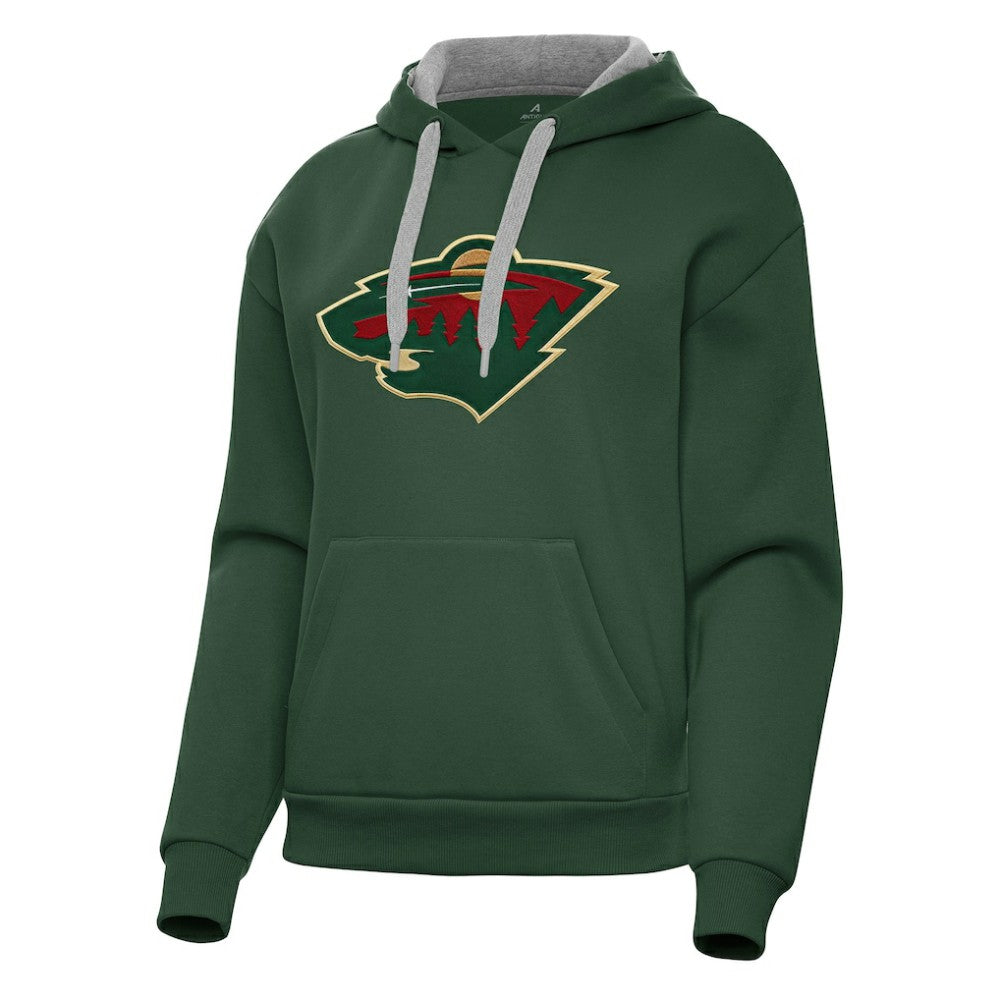Minnesota Wild Antigua Women's Victory Pullover Hoodie - Hunter Green - NHL 202253491