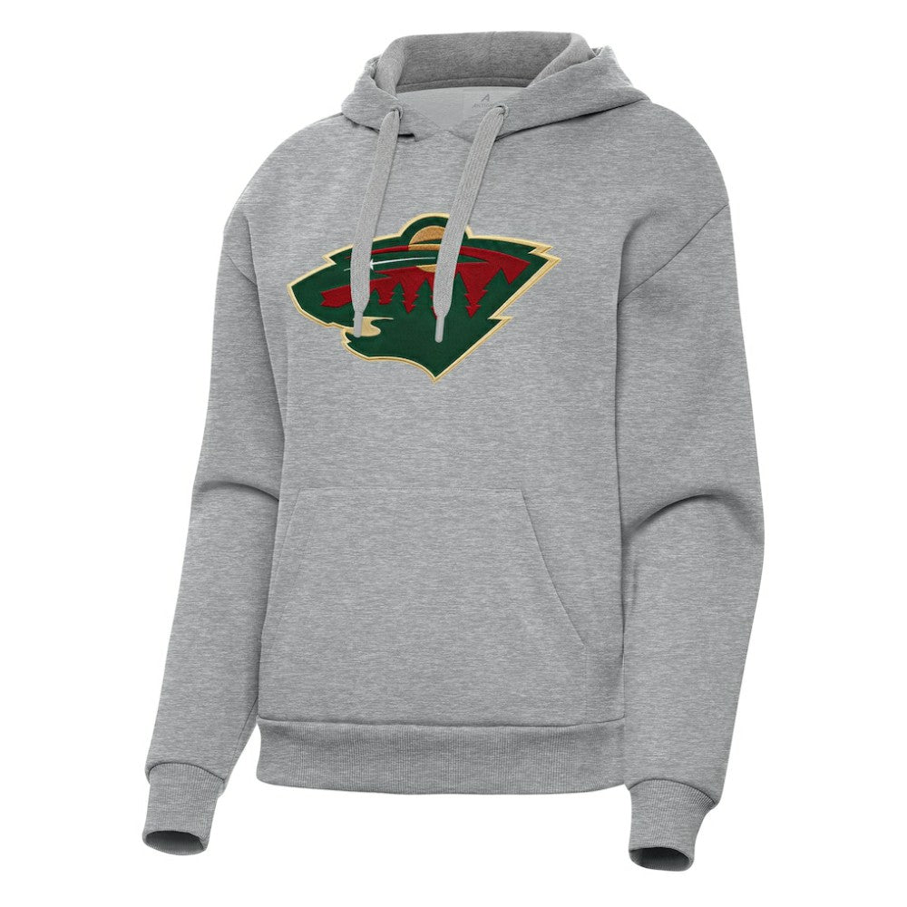 Minnesota Wild Antigua Women's Victory Pullover Hoodie - Heather Gray - NHL 202253496