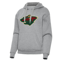 Minnesota Wild Antigua Women's Victory Pullover Hoodie - Heather Gray - NHL 202253496