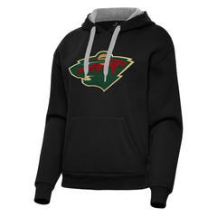 Minnesota Wild Antigua Women's Victory Pullover Hoodie - Black - NHL 202253501