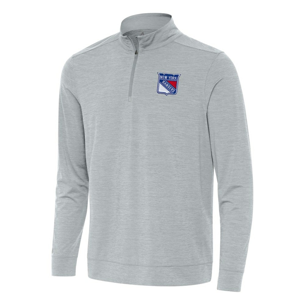 New York Rangers Antigua Bright Quarter-Zip Top - Heather Gray - NHL 202253703