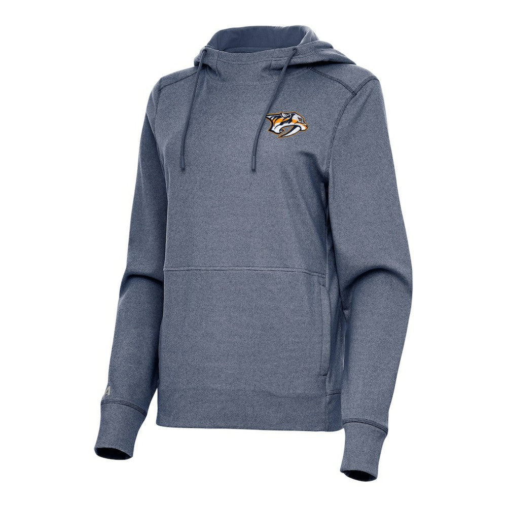 Nashville Predators Antigua Women's Justice Pullover Hoodie - Heather Navy - NHL 202253875