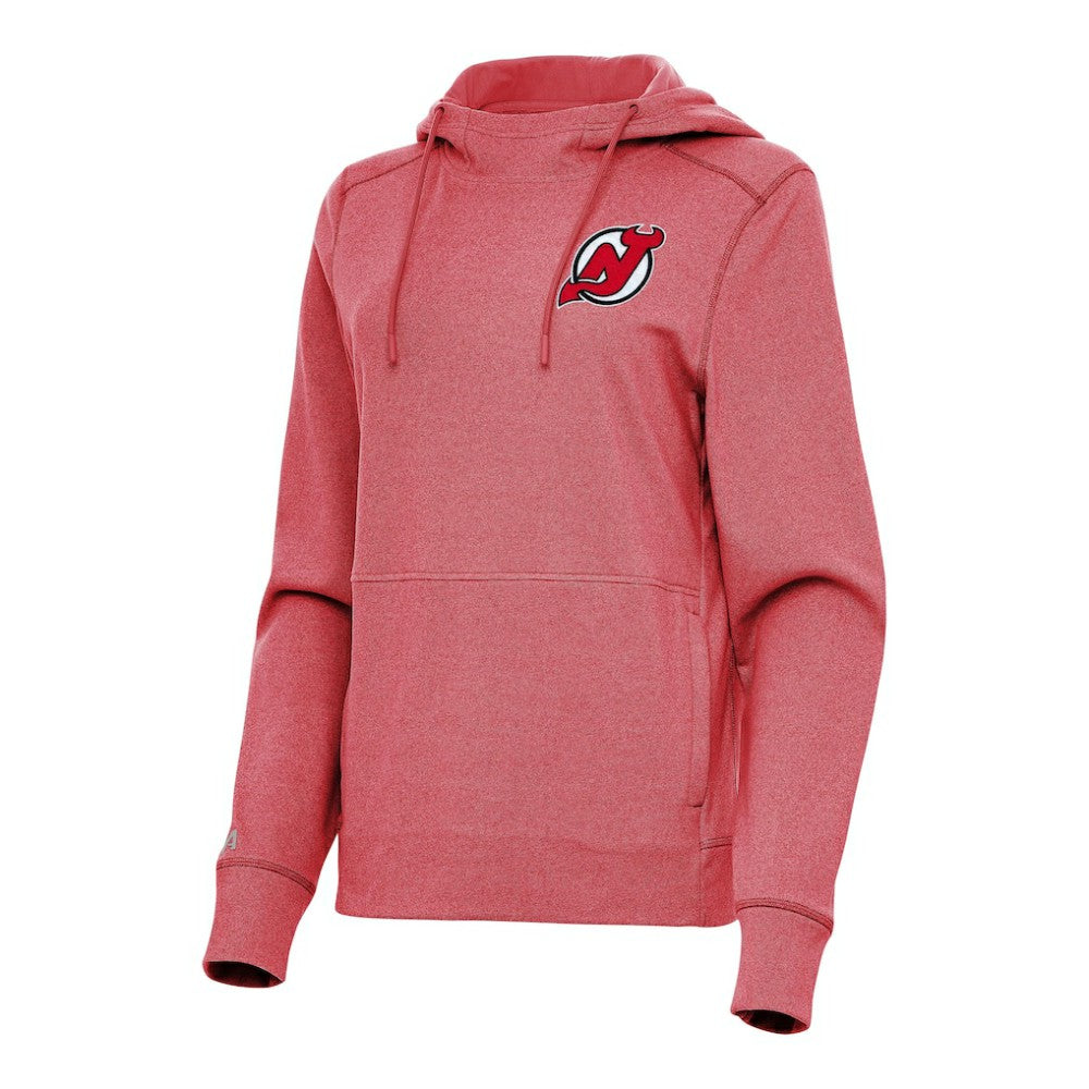 New Jersey Devils Antigua Women's Justice Pullover Hoodie - Heather Red - NHL 202253880