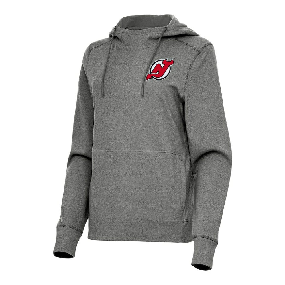 New Jersey Devils Antigua Women's Justice Pullover Hoodie - Heather Black - NHL 202253881