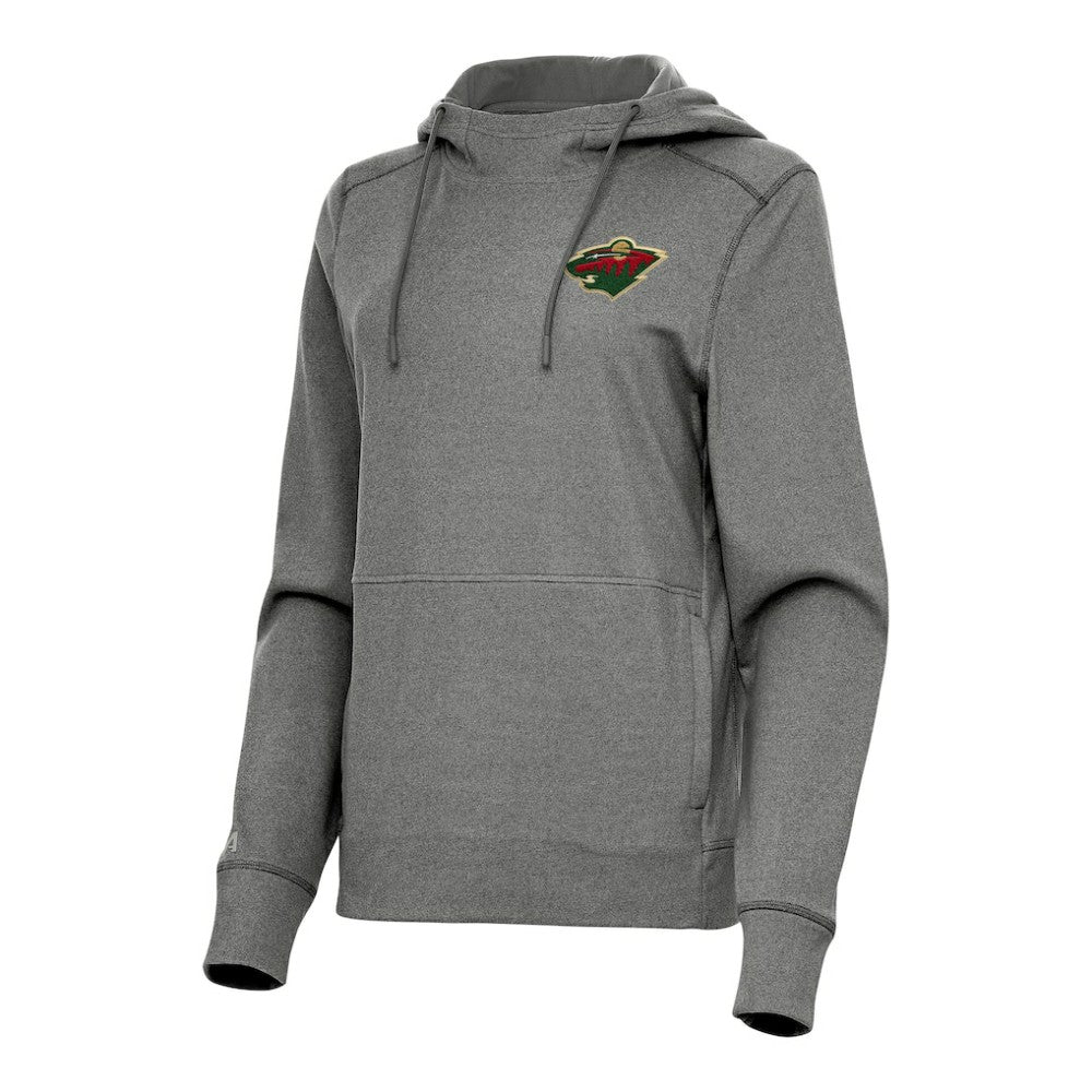 Minnesota Wild Antigua Women's Justice Pullover Hoodie - Heather Black - NHL 202253893