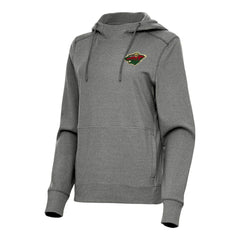 Minnesota Wild Antigua Women's Justice Pullover Hoodie - Heather Black - NHL 202253893