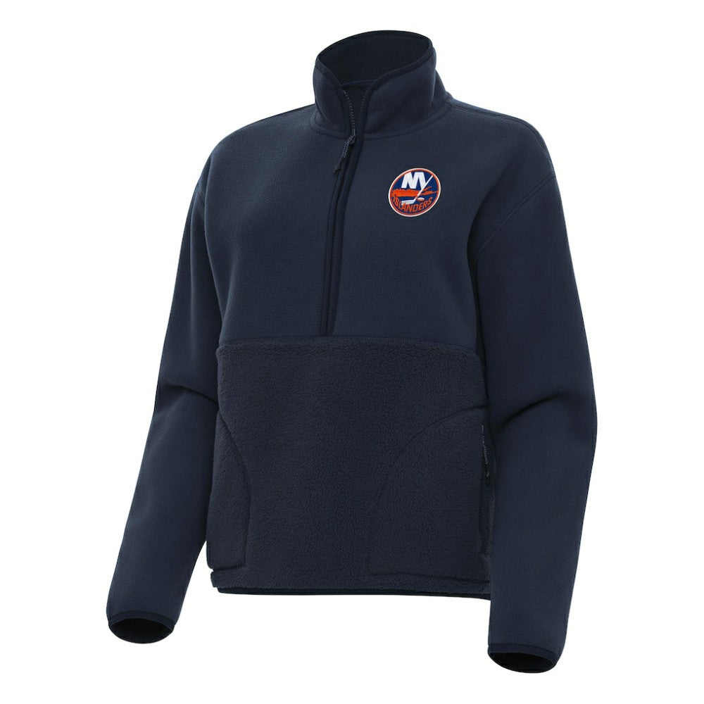 New York Islanders Antigua Women's Figure Half-Zip Pullover Sweatshirt - Navy - NHL 202254008