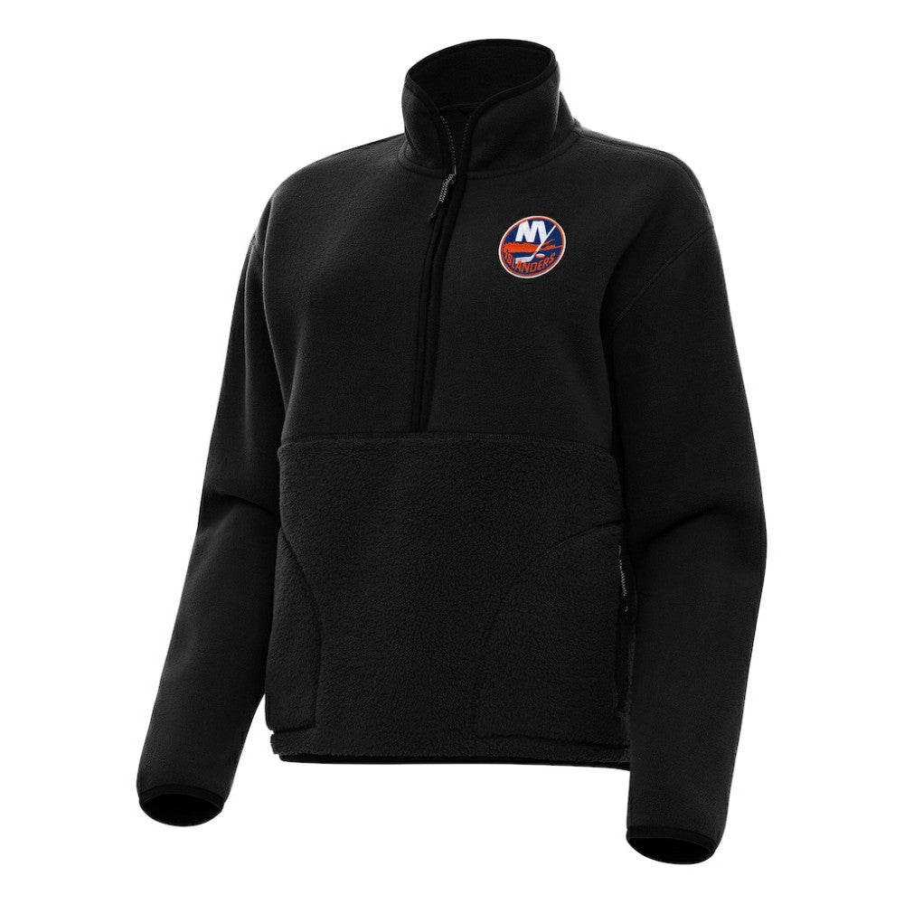 New York Islanders Antigua Women's Figure Half-Zip Pullover Sweatshirt - Black - NHL 202254010