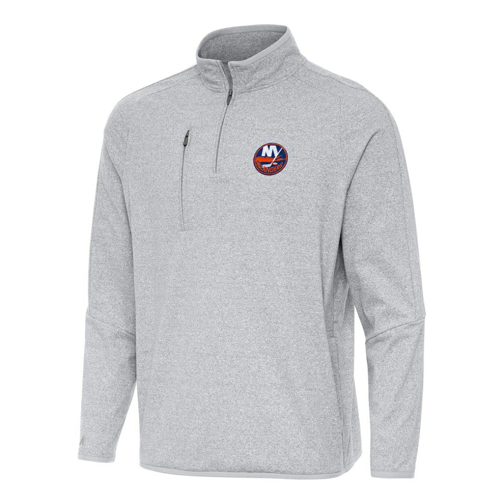 New York Islanders Antigua Certain Quarter-Zip Tri-Blend Sweatshirt - Heather Gray - NHL 202254034
