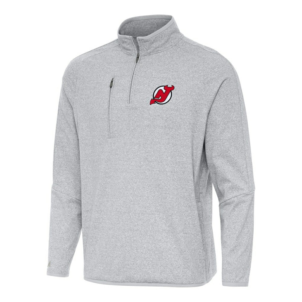 New Jersey Devils Antigua Certain Quarter-Zip Tri-Blend Sweatshirt - Heather Gray - NHL 202254038