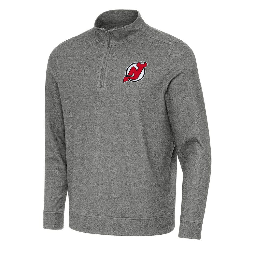 New Jersey Devils Antigua Subtle Quarter-Zip Sweatshirt - Heather Black - NHL 202254051