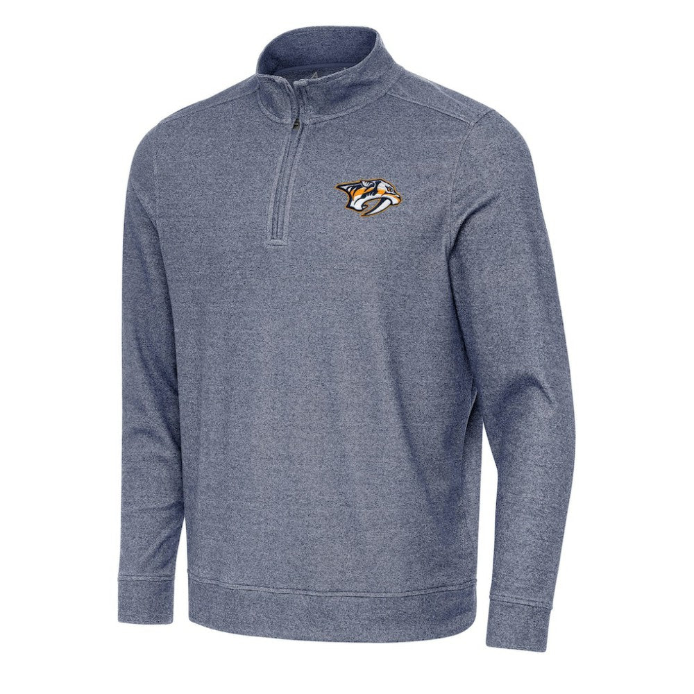 Nashville Predators Antigua Subtle Quarter-Zip Sweatshirt - Heather Navy - NHL 202254052