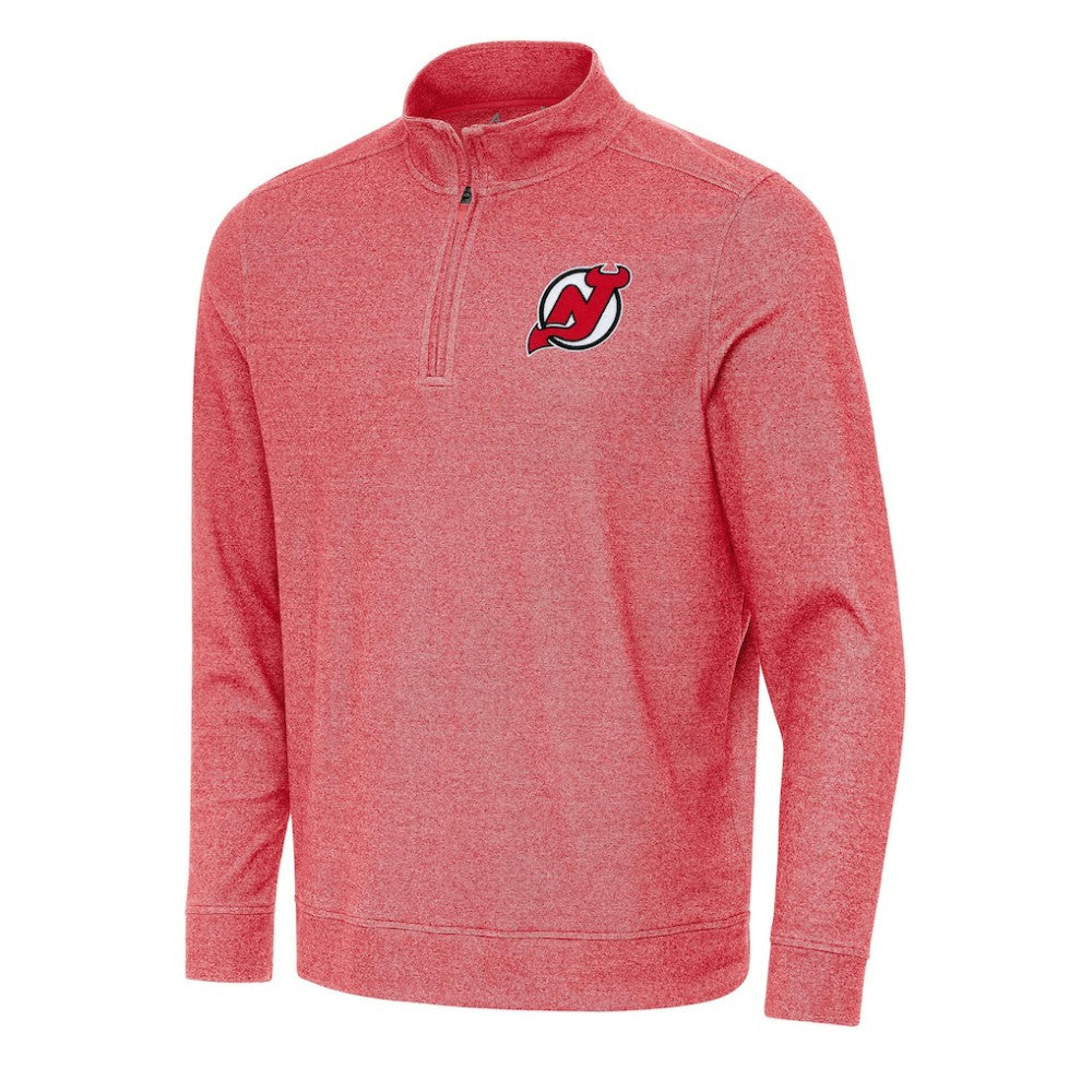 New Jersey Devils Antigua Subtle Quarter-Zip Sweatshirt - Heather Red - NHL 202254056