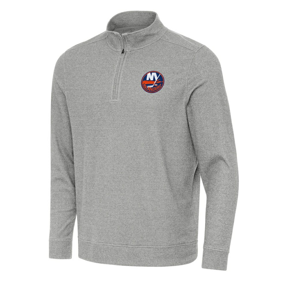 New York Islanders Antigua Subtle Quarter-Zip Sweatshirt - Heather Gray - NHL 202254059