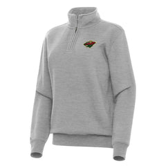 Minnesota Wild Antigua Women's Victory Quarter-Zip Sweatshirt - Heather Gray - NHL 202254135