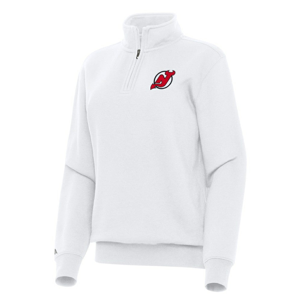New Jersey Devils Antigua Women's Victory Quarter-Zip Sweatshirt - White - NHL 202254143