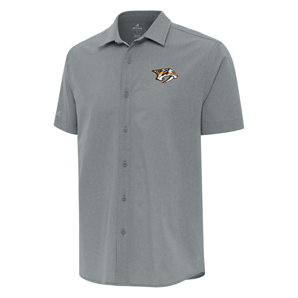 Nashville Predators Antigua Activate Woven Short Sleeve Button-Up Shirt - Gray - NHL 202254175