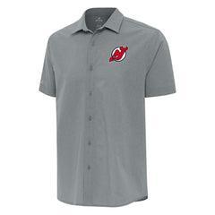 New Jersey Devils Antigua Activate Woven Short Sleeve Button-Up Shirt - Gray - NHL 202254178