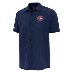 Montreal Canadiens Antigua Activate Woven Short Sleeve Button-Up Shirt - Navy - NHL 202254188
