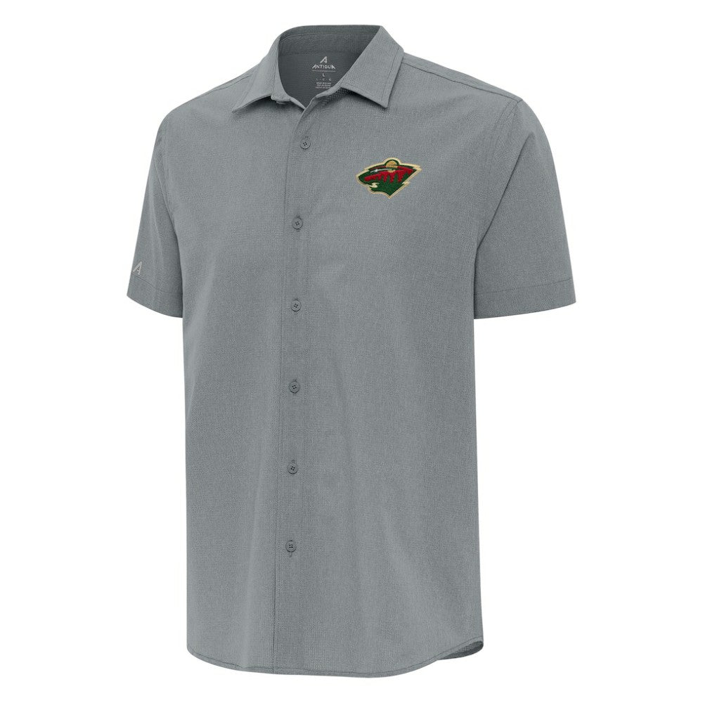 Minnesota Wild Antigua Activate Woven Short Sleeve Button-Up Shirt - Gray - NHL 202254190