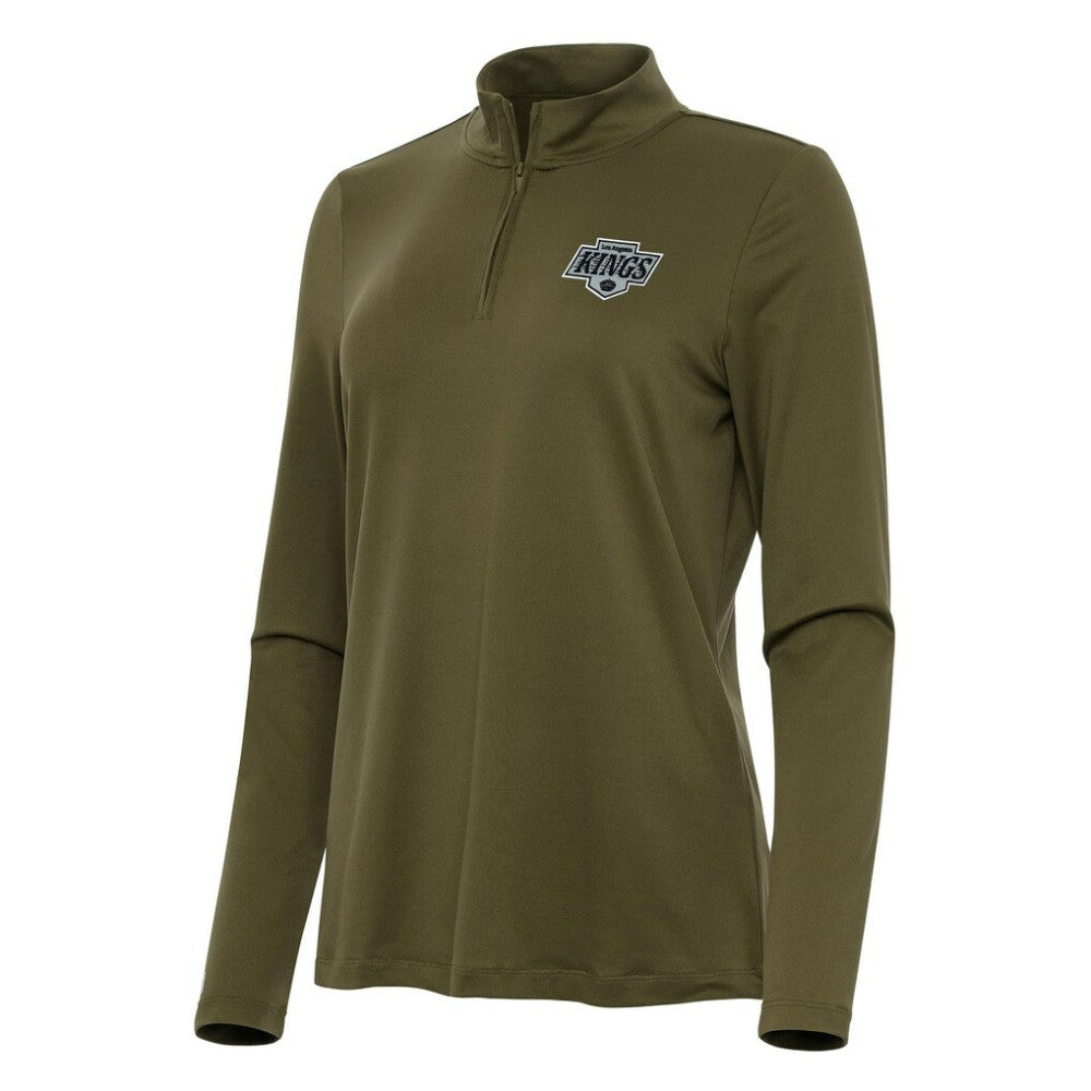 Los Angeles Kings Antigua Women's Reprocess Quarter-Zip Top - Olive - NHL 202254589