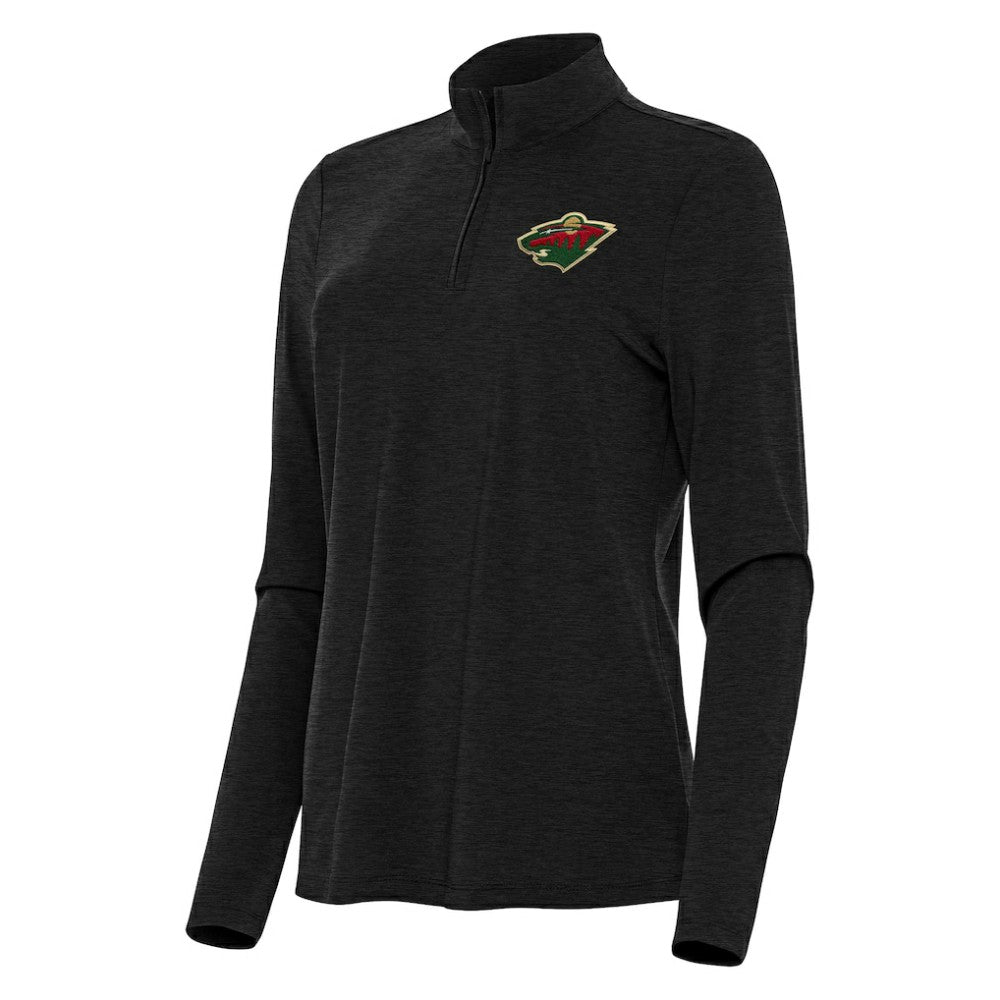 Minnesota Wild Antigua Women's Bright Quarter-Zip Top - Heather Black - NHL 202254624