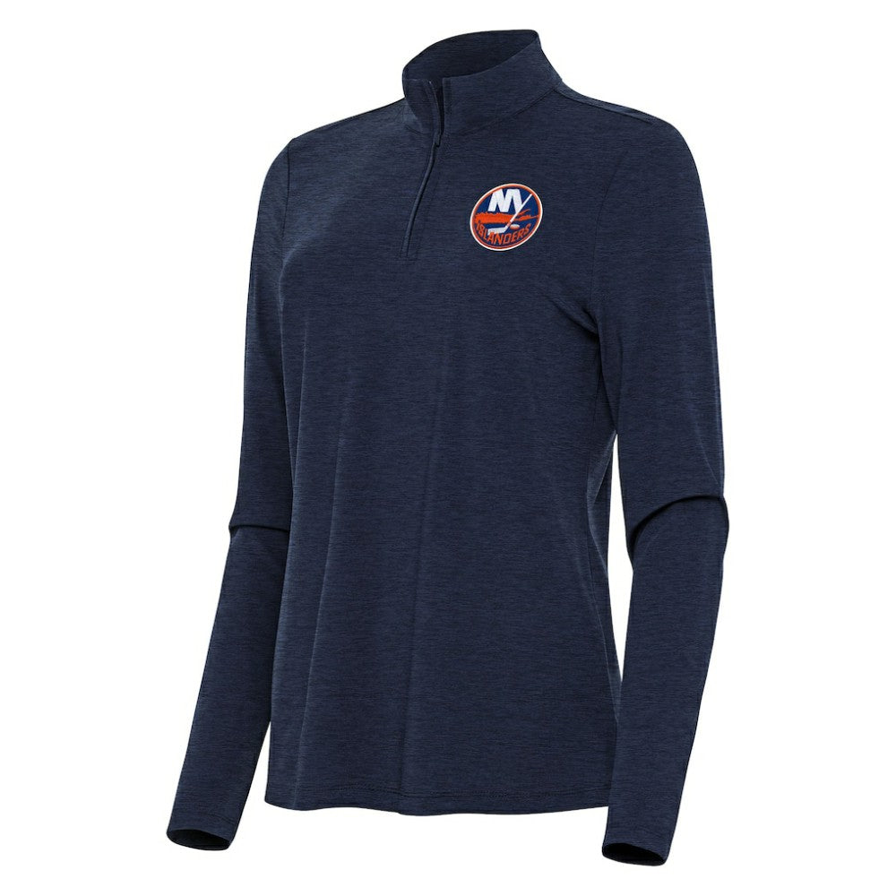 New York Islanders Antigua Women's Bright Quarter-Zip Top - Heather Navy - NHL 202254636