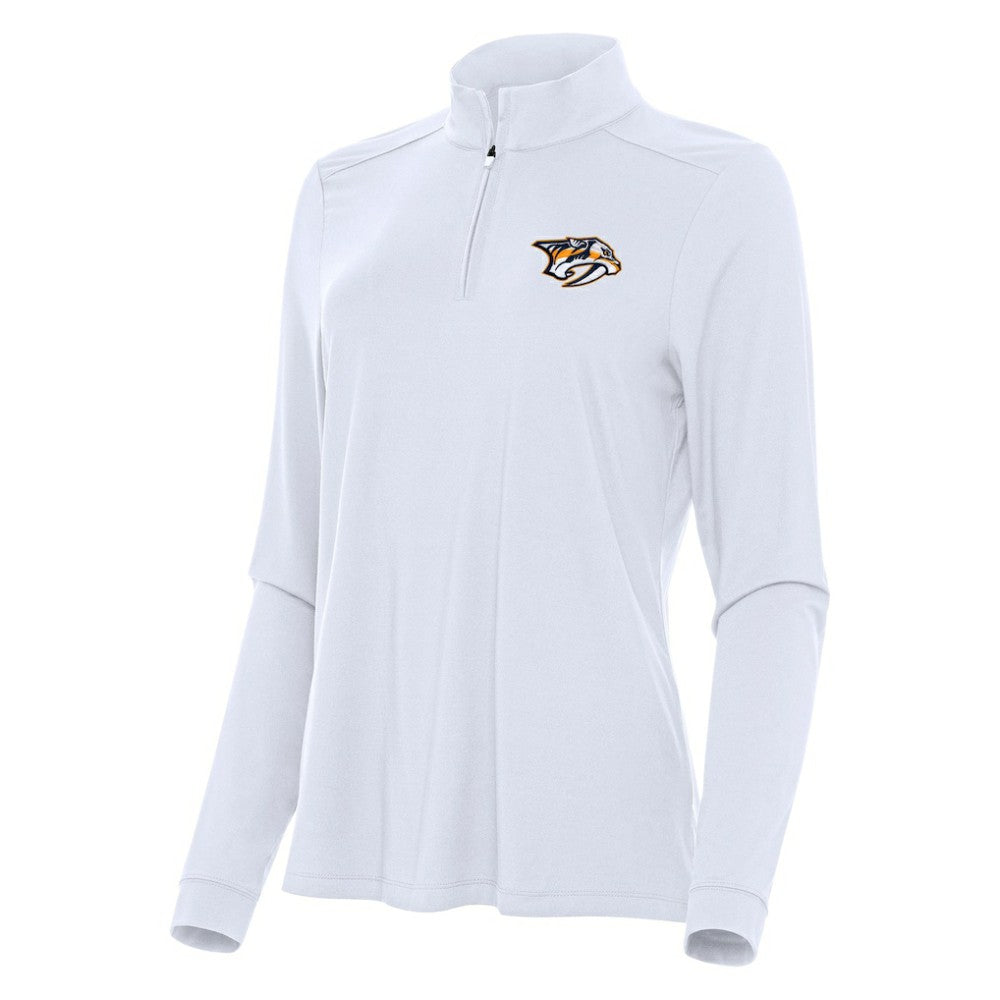 Nashville Predators Antigua Women's Intent Quarter-Zip Top - White - NHL 202254748