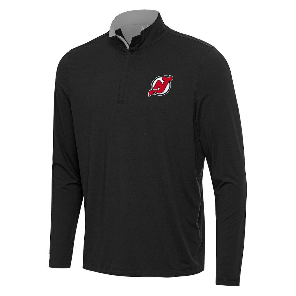 New Jersey Devils Antigua Content Quarter-Zip Pullover Top - Black/Gray - NHL 202254827