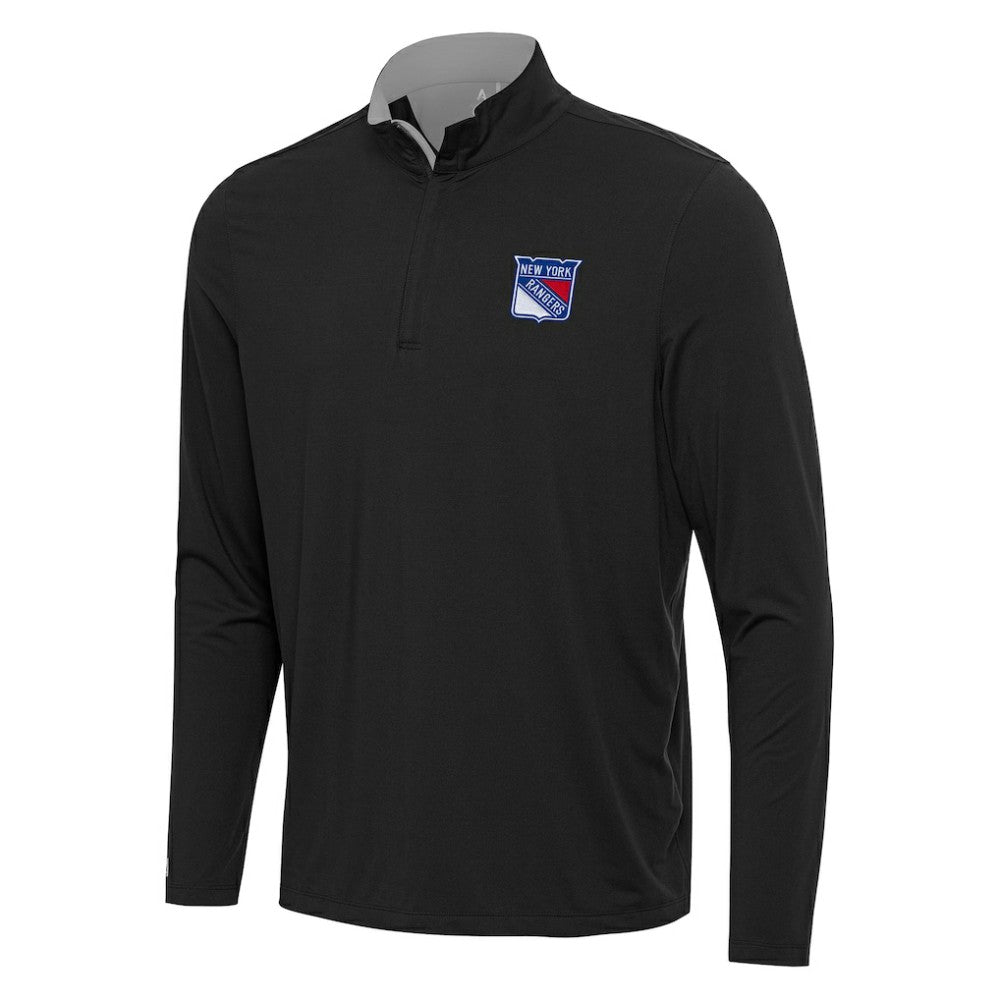 New York Rangers Antigua Content Quarter-Zip Pullover Top - Black/Gray - NHL 202254834