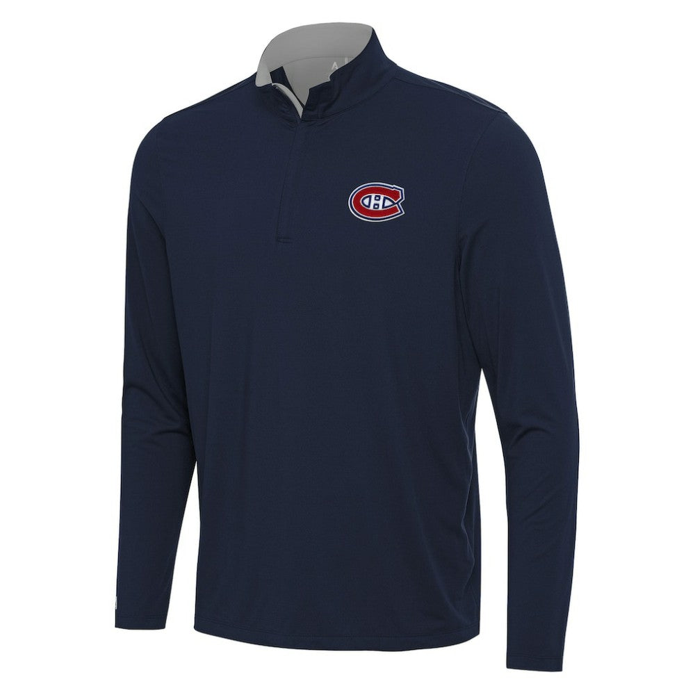 Montreal Canadiens Antigua Content Quarter-Zip Pullover Top - Navy/Gray - NHL 202254839