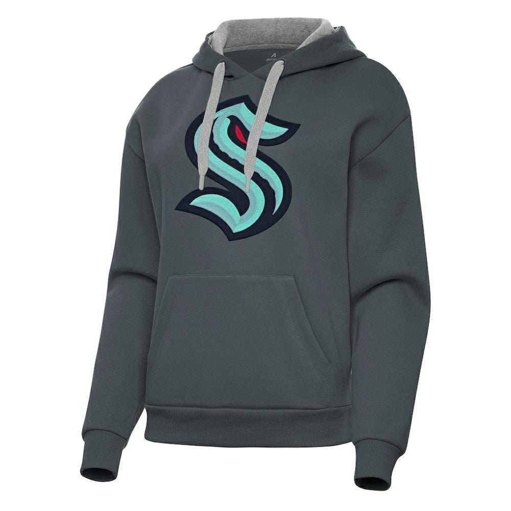 Seattle Kraken Antigua Women's Victory Pullover Hoodie - Charcoal - NHL 202256942
