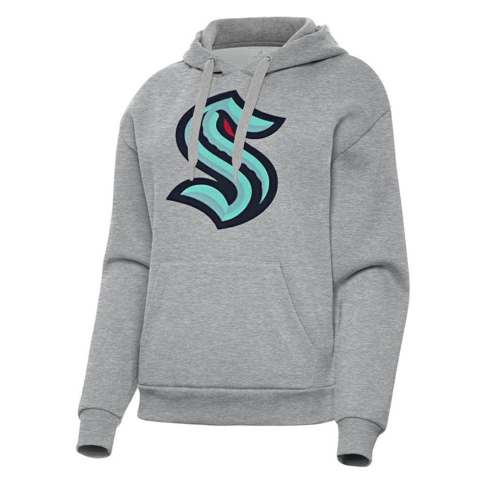 Seattle Kraken Antigua Women's Victory Pullover Hoodie - Heather Gray - NHL 202256953