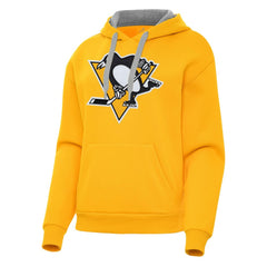 Pittsburgh Penguins Antigua Women's Victory Pullover Hoodie - Gold - NHL 202256956