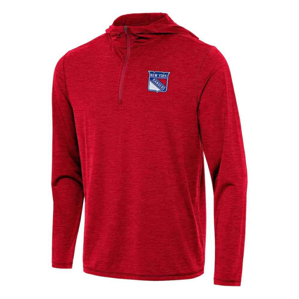 New York Rangers Antigua Tidy Quarter-Zip Hoodie - Heather Red - NHL 202257163
