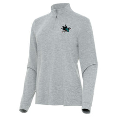 San Jose Sharks Antigua Women's Mentor Quarter-Zip Mock Long Sleeve Top - Heather Gray - NHL 202257217