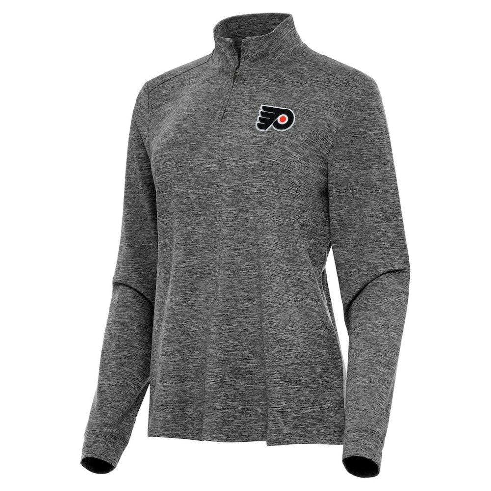 Philadelphia Flyers Antigua Women's Mentor Quarter-Zip Mock Long Sleeve Top - Heather Black - NHL 202257235