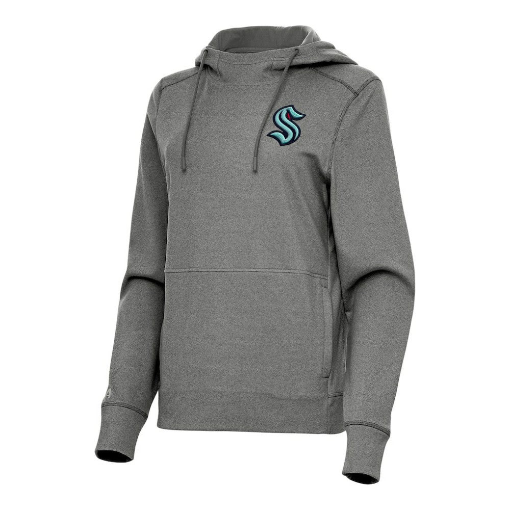 Seattle Kraken Antigua Women's Justice Pullover Hoodie - Heather Black - NHL 202257330