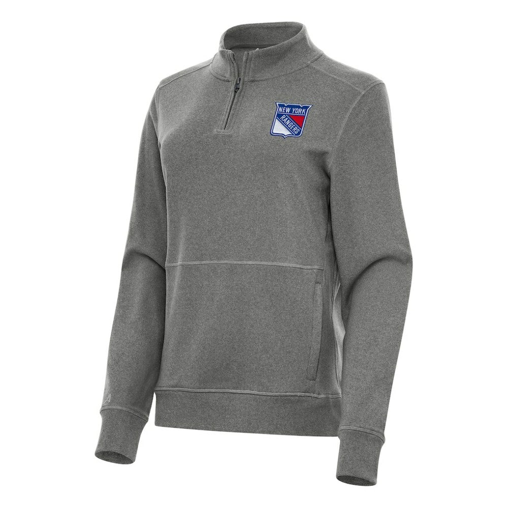 New York Rangers Antigua Women's Crush Quarter-Zip Fleece Sweatshirt - Heather Black - NHL 202257369