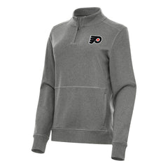 Philadelphia Flyers Antigua Women's Crush Quarter-Zip Fleece Sweatshirt - Heather Black - NHL 202257376
