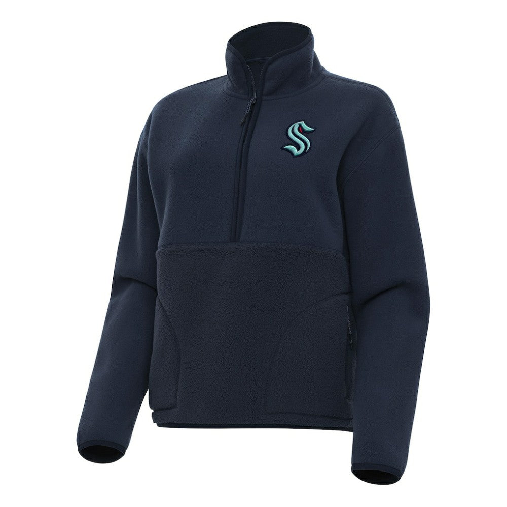 Seattle Kraken Antigua Women's Figure Half-Zip Pullover Sweatshirt - Navy - NHL 202257467